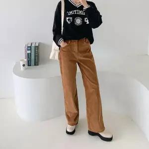 [하프클럽/]여자 FW 골덴바지 H라인 FUR안감 통 바지