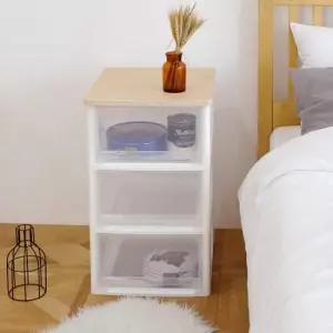 아트박스 보노하우스 어반 우드 베이직 서랍장 3단  화이트 투명 다크투명)