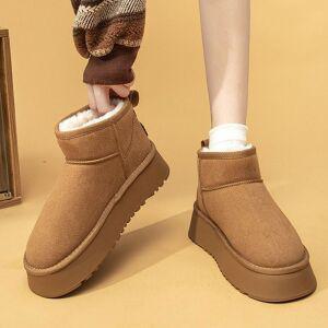 베리슈 여성 5cm 통굽 키높이 스웨이드 방한화 숏 털부츠 양털 앵클 발목 어그부츠반부츠 털신 털신발