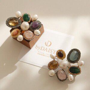 [바이데이지] 자수정 장미석 포인트 원석 브로치 Bb0399R