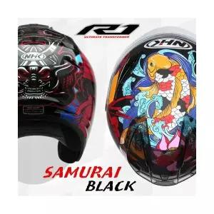 NHK R1 사무라이 블랙 오토바이헬멧 오픈페이스 바이크 헬멧 하이바