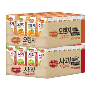 롯데 델몬트 드링크팩 오렌지 190mlx32팩+사과 190mlx32팩(64팩)