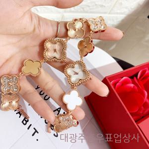 셀1_패션시계 손목시계 전자동 네잎클로버 여성용 팔찌 석영 여성 꽃모양 다이얼과 주얼리를 경쾌하고 사치