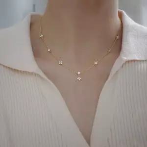 지아이 실버 925 네잎 클로버 큐빅 볼 체인 여자 목걸이