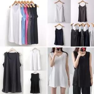 [하프클럽/셀러허브_여성트랜드패션]여성큰옷 빅사이즈  롱 나시 민소매 티