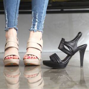 신상 가보시 높은 굽 캐주얼 글래이에이터 샌들 여성 구두 블로퍼 봄 실내 슬링백 스트랩 미들 힐 하이힐