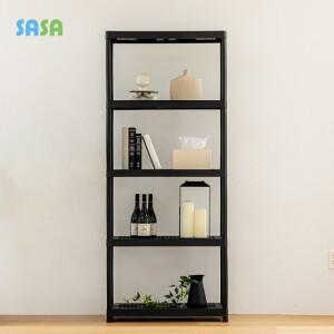 가구 뚝딱800 무볼트 조립식 플라스틱 앵글선반 5단 블랙