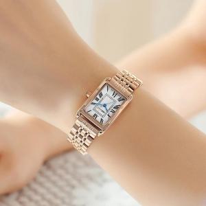 미니골드 여성 사각 스퀘어 로마숫자 빈티지 가죽 메탈 손목시계