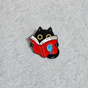 CQZ607 열심히 공부 하는 고양이 독서 뱃지 배지