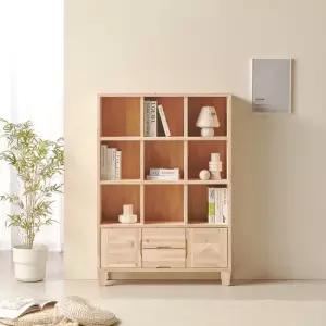 마르디 수납형 삼나무 원목 1000 4단 책장 DF925473