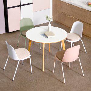 [공간미가구]밀키우드 1000 원형 비프 4인 주방 식탁 세트 카페 인테리어