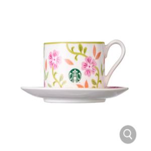 스타벅스 정품 땡스 핑크 플라워 머그앤소서 260ml Thanks Pink Flower MugSaucer 260ml