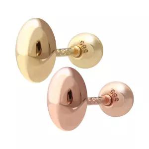 14K GOLD 에그잇 밥풀 타원 미니 금 피어싱 귀걸이