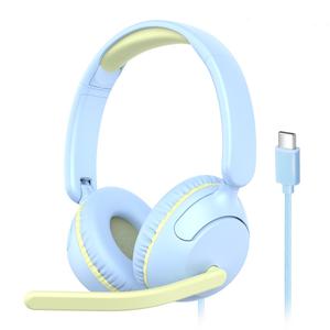 C타입 전용 어학용 청력보호 돌출형 마이크 헤드셋 스마트폰 태블릿 노트북 태블릿 패드 연결 블루