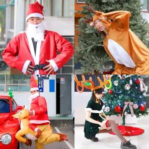 크리스마스 산타 옷 복장 코스튬 원피스 파티 의상 눈사람 루돌프 엘프 망토 딜 산타복 5종 세트 부직포