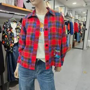 베네통/애플아울렛/베니 체크 점퍼형 셔츠 BABLA5441