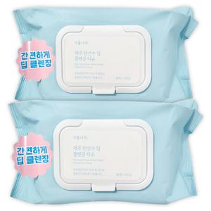 식물나라 제주 탄산수 퀵앤딥 클렌징티슈 80매 2개
