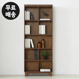 [벤티스가구]레빈 고무나무 원목 5단 책장 서재 전면 거실형 책꽂이 높은 깊은 오픈형(800)