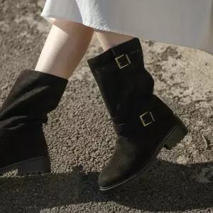 SOVO 로엠즈 스웨이드 벨트 단화부츠 4cm