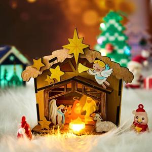 민화샵 크리스마스 MDF 입체집 무드등 예수님 입체무드등 성탄절 만들기 DIY키트 크리스마스장식 용품