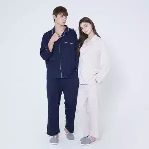 [애니바디](광주신세계)남여 공용 면모달 긴팔긴바지 파자마 세트 ANJS25S01