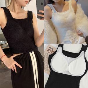 뽀송양털캡나시 뽀글 가슴패드 보온 이너 민소매 겨울