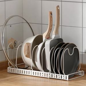 길이조절 후라이팬 접시 그릇 정리대 화이트