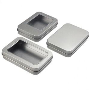 사각 미니 틴케이스 다용도 소품 정리함 정사각 투명창 철제보석함 틴박스