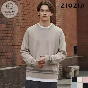 [지오지아] 밑단 블록 캐시미어 라운드 니트 (ABC4ER1101_A)