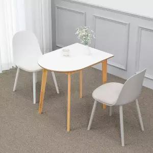 밀키우드 800X600 반원형 테이블 조이 2인 식탁 세트