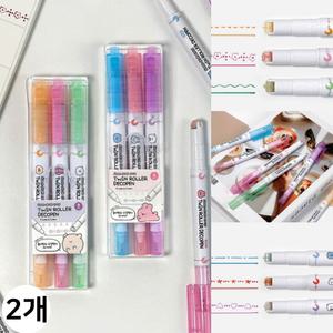 일정 순덕이 트윈롤러 데코펜 (3색 2세트) 롤링 스탬프 다꾸펜 다이어리 꾸미기 수성펜