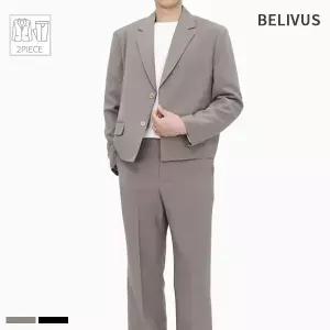 빌리버스 남성 투피스 수트 셋업 크롭 블레이저 슬랙스 팬츠 세트 BIT213