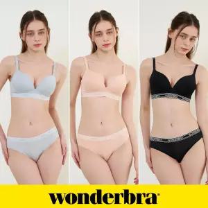[Wonderbra] 스포츠 아웃밴드 노와이어 브라팬티 6종세트 블루+베이지+블랙 WBW4