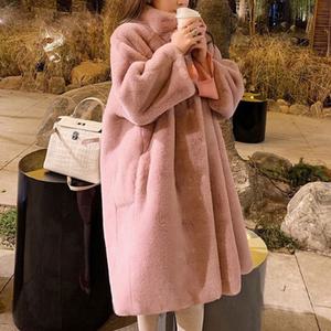 [spo] 페이크퍼 밍크퍼 코트 오버핏 겨울 빅사이즈 하이넥 핑크 블랙 롱코트