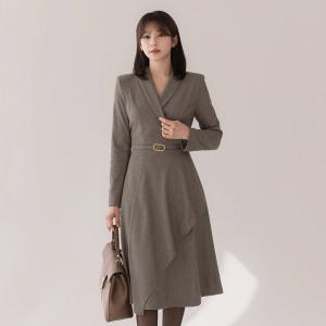 [시크라인] (~XXL까지) 르넨 언발 러플 플레어 원피스 겨울 오피스룩 하객룩 연말룩 모임룩 빅사이즈