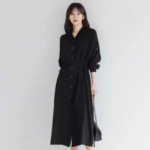 [시크라인] 다엔 비죠 롤업 슬리브 포켓 셔츠 원피스
