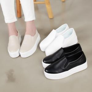 |KCS7728|통굽운동화 끈없는신발 흰색 인조가죽슬립온