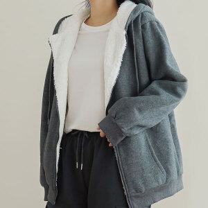 기모 양털 플리스 여성 후드집업 겨울 후리스 여자 자켓 3color