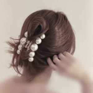 대형 진주 왕리본 집게핀 대왕 대형 왕 올림 머리 큰 빅사이즈 긴헤어 헤어 꼬임 10cm