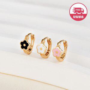 [비앤비골드] 당일발송 14K 데이지 플라워 에나멜 원터치 링 피어싱 한쪽 JAE40790