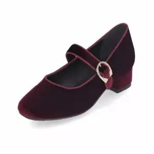 여성 메리제인 펌프스 플랫 벨벳 3cm LCWD63U339YS