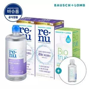[바슈롬] 바이오트루 60ml 증정 리뉴 어드밴스 500ml x 2개 + 바이오트루 300ml x 1개 소프트 렌즈