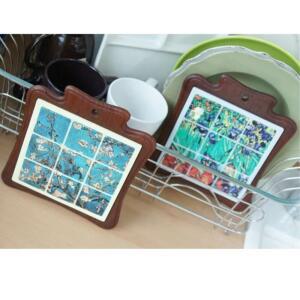 [ME6268P7_52C5]코르크 냄비 받침대 꽃그림 타일 프린트