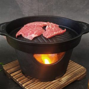 무쇠 주물 캠핑 1인 가정용 미니 화로 고기 바베큐 구이 고체연료 그릴팬