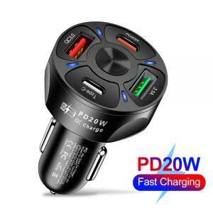 차량용 시거잭 충전기 MZX-초고속 충전 시가 잭 어댑터 12V 4 USB C A 휴대폰 정품 급속 스마트폰