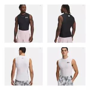 [언더아머](대전신세계)1390100블랙 화이트 2컬러  OG 히트기어 컴프레션 민소매 나시 운동복 기능성 티...