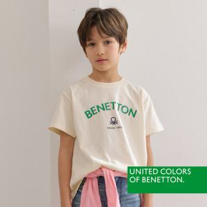 [베네통] 베네통 키즈 공용 반팔티셔츠 크림 BNKTS5M12T