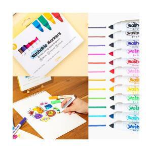 수성 사인펜 세트 워셔블 물로지워지는 무독성 어린이용 유아 키즈 초등 미술 재료 12색