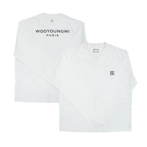 우영미 코튼 백로고 롱슬리브 긴팔 티셔츠 화이트 W233TS17709W