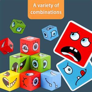 어린이 교육 장난감, 감정 변화 블록 표현 퍼즐, 어린이 큐브 테이블 게임, 조기 학습 교육, 몬테소리